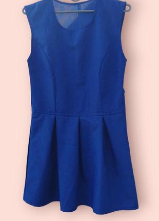 Платье-мини с костюмной ткани, синего цвета, handmade