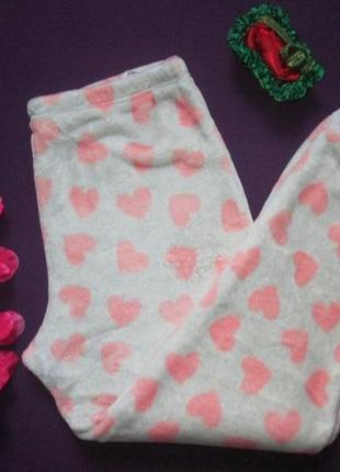 Суперовые плюшевые теплые мягкие домашние пижамные штаны в сердечка высокая посадка  m&s6 фото