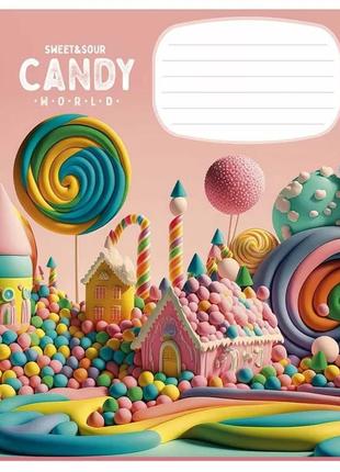 Зошит учнівський "candy world" 012-3266k-5 в клітинку, 12 аркушів