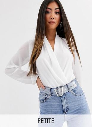 Шифоновое нежное боди-блуза boohoo. цвет айвори. размер s,m