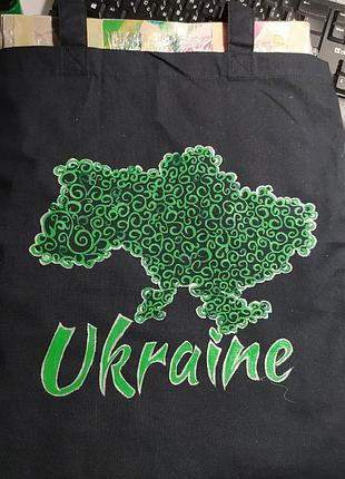 Шоппер из натурального хлопка с ручной росписью