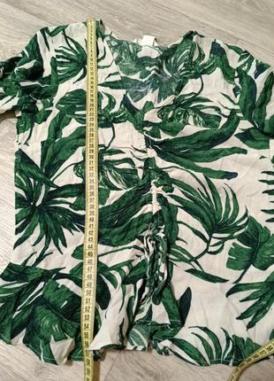 H&amp;m блуза топ в тропический принт листьев пальмы5 фото