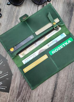 Стайліш. гаманець із натуральної шкіри. жіночий гаманець на кнопці. гаманець зеленого кольору.