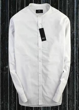 Белая рубашка с воротничком стойка1 фото