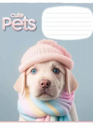 Тетрадь ученическая cute pets 018-3253k-4 в клетку на 18 листов