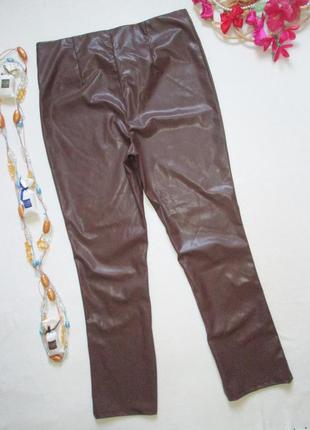 Мега классные штаны батал эко кожа под кожу с разрезами h&m 🌺💜🌺5 фото