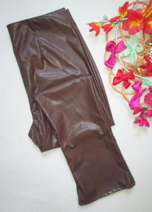 Мега классные штаны батал эко кожа под кожу с разрезами h&m 🌺💜🌺8 фото