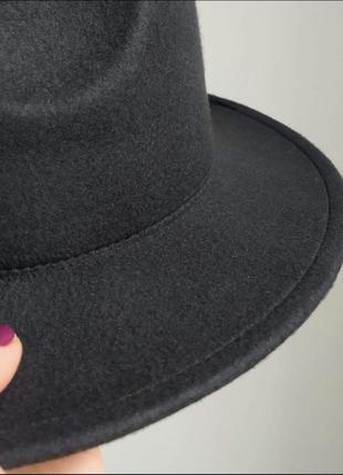 Фетровая шляпа федора, шляпа ковбойка черная, капелюх3 фото