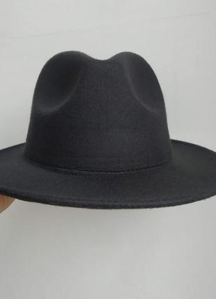 Фетровая шляпа федора, шляпа ковбойка черная, капелюх4 фото