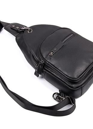 Мужской кожаный компактный стильный рюкзак мессенджер слинг сумка одна лямка шлейка2 фото