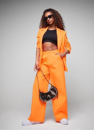 Панталони missguided tailored wide leg trousers - neon orange