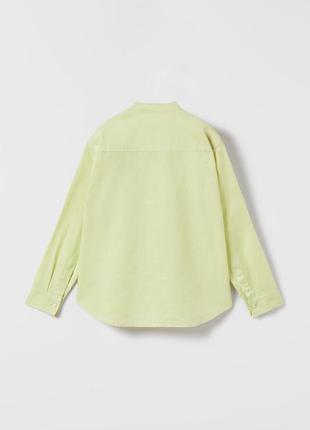Рубашка zara со стойкой, лен, хлопок, 140