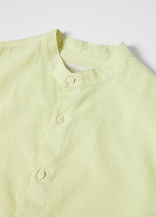 Рубашка zara со стойкой, лен, хлопок, 140