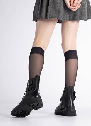 Женские демисезонные ботинки кожаные с пряжками невысокие yalasou черные 39 40 38 37 367 фото