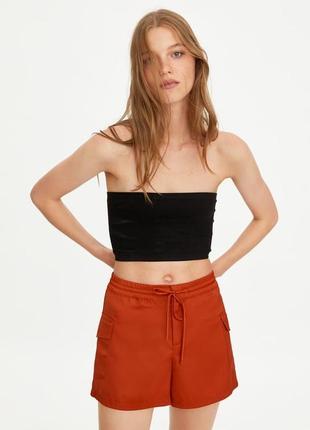 Сатиновые атласные шорты с карманами zara4 фото