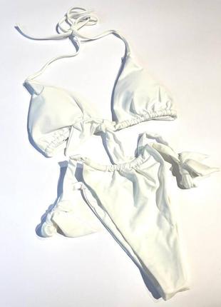Купальник бикини белый с бантами женский раздельный3 фото
