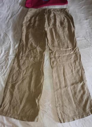 Бежевые широкие брюки лен next14/40 l/xl2 фото