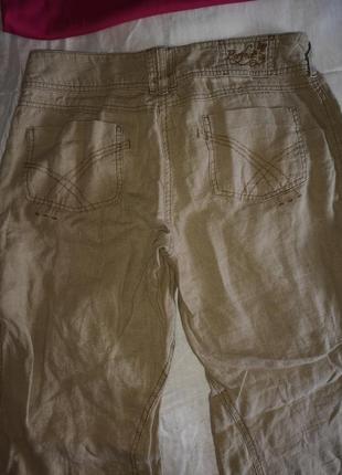 Бежевые широкие брюки лен next14/40 l/xl4 фото