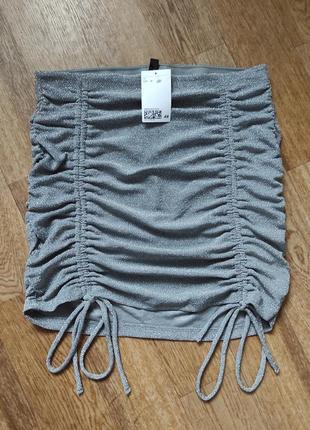Присборенная мини юбка с завязками от h&amp;m юбка с драпировкой5 фото
