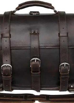 Сумка - портфель vintage из натуральной кожи коричневая