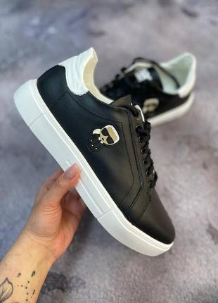 Демисезонные кожаные кроссовки кеды karl lagerfeld чорні чоловічі кросівки karl lagerfeld