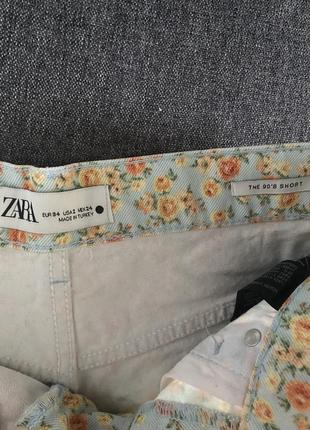 Шорты zara джинсовые в цветочный (цветочный) принт2 фото