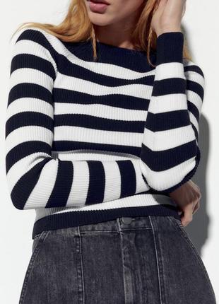 Zara женский трикотажный свитер с открытой спиной9 фото