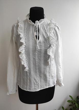 Хлопковая блузка батистовка из прошвы 10 р от new look1 фото
