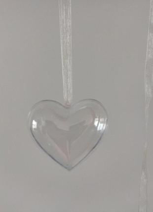 Сердце шар пластиковое прозрачное 10 см3 фото