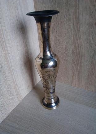 Винтажная  латунная индийская ваза ручной работы индийских мастеров.5 фото