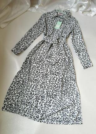 Стильное платье - рубашка с поясом принт леопард стильна сукня - сорочка з поясом принт леопард10 фото