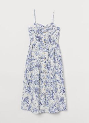 Сукня сарафан льон міді з ґудзиками h&m3 фото