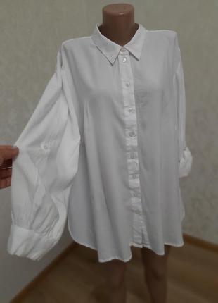 Базова  біла пряма  сорочка оверсайз  великий розмір