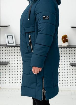 Батальная р 52-66 зимняя теплая женская куртка на тинсулейте с мехом песца. бесплатная доставка5 фото