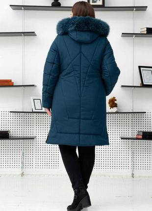 Батальная р 52-66 зимняя теплая женская куртка на тинсулейте с мехом песца. бесплатная доставка2 фото