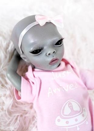 Силіконова колекційна лялька реборн інопланетянин дівчинка ріплі (вінілова лялька горілець) ll4 фото