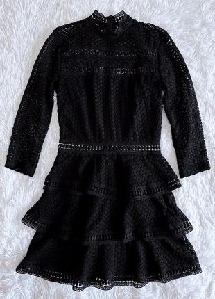Стильное черное кружевное платье prettylittlething6 фото