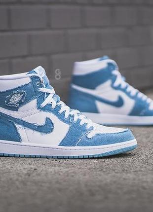 Кроссовки nike air jordan 1 high og denim dm9036-104 оригинал7 фото