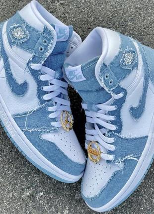 Кроссовки nike air jordan 1 high og denim dm9036-104 оригинал8 фото