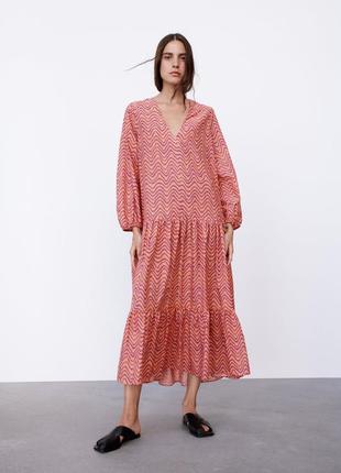 Шикарное длинное платье из хлопка zara6 фото