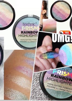 Technic 🇬🇧 пудра хайлайтер веселка 🌈 prism baked rainbow highlighting powder