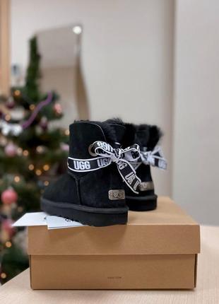 Ugg black женские зимние сапоги с бантами и натуральным мехом /осень/зима/весна😍6 фото