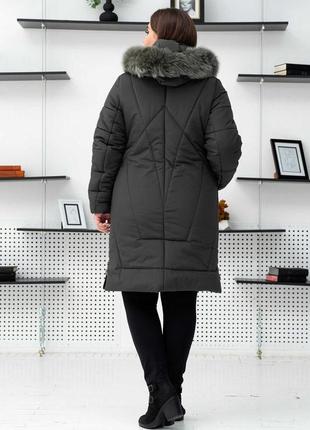 Батальная зимняя теплая женская куртка пуховик на тинсулейте с мехом. бесплатная доставка3 фото