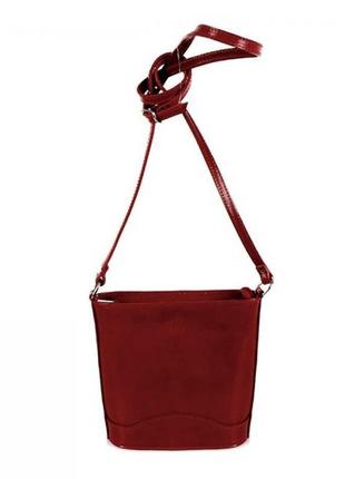 Жіноча шкіряна сумка vera pelle s0178 темно червоний -1 фото