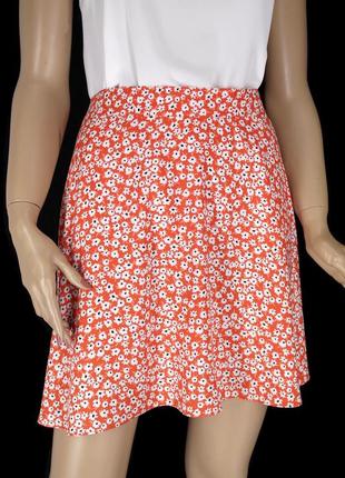 Брендовая вискозная юбка "papaya" в мелкий цветочный принт. размер uk 14.