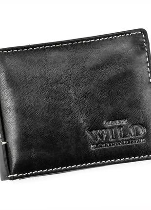 Чоловічий шкіряний гаманець wild n916-vtk чорний -