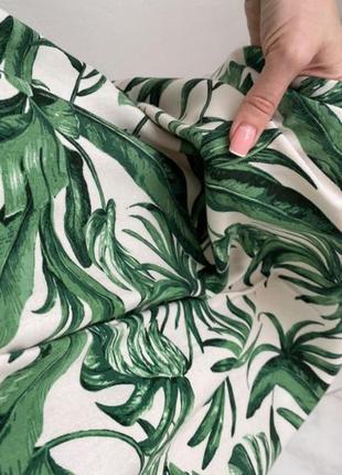 Натуральное воздушное платье рубашка с принтом в листья h&amp;m8 фото
