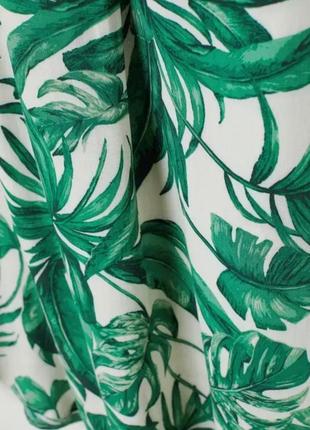 Натуральное воздушное платье рубашка с принтом в листья h&amp;m7 фото