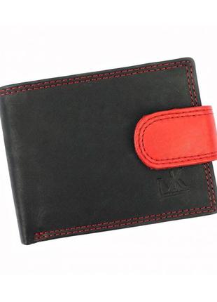 Чоловічий шкіряний гаманець money kepper sn5130b чорний + червоний -