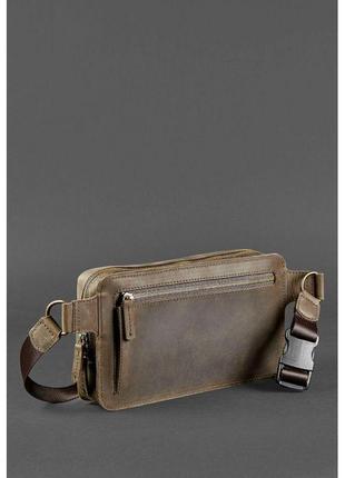 Кожаная поясная сумка dropbag maxi темно-коричневый crazy horse5 фото
